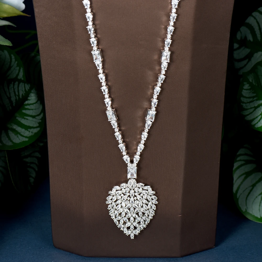 HIBRIDE New Trendy 2PCS Dubai Jewelry Sets For Women Wedding Party India Bridal Long Necklace And Earring Set Bijoux N-1320