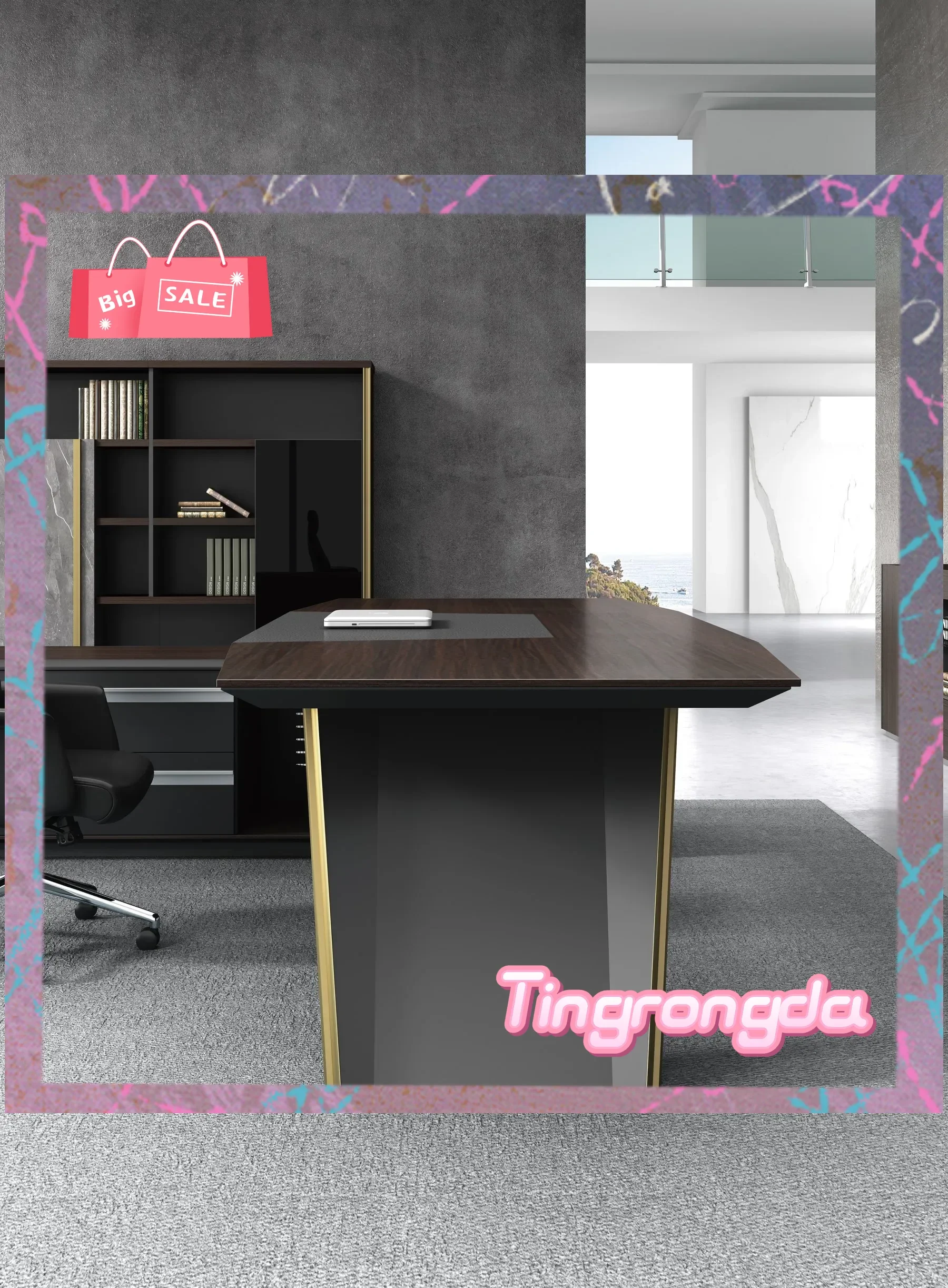 Attractive US Good Selling 2.4M Modern Design Luxury Workspace CEO Presidential Office Furniture Executive Desk