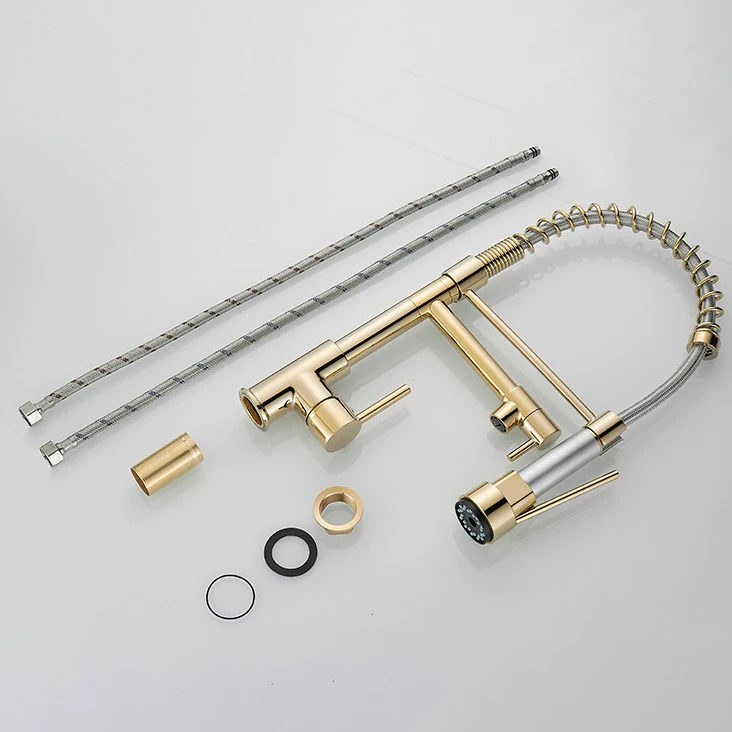 Hot Cold Kitchen Spring Faucets with Pull Down Sprayer Rose Gold Black Springk Kitchen Mixer Tap Luxury Spring Kitchen Faucet