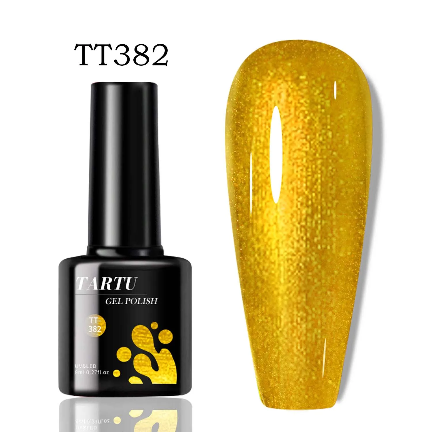8ml ouro amarelo glitter holográfico glitter gel unha polonês removível led/uv brilho de longa duração casa salão de arte do prego