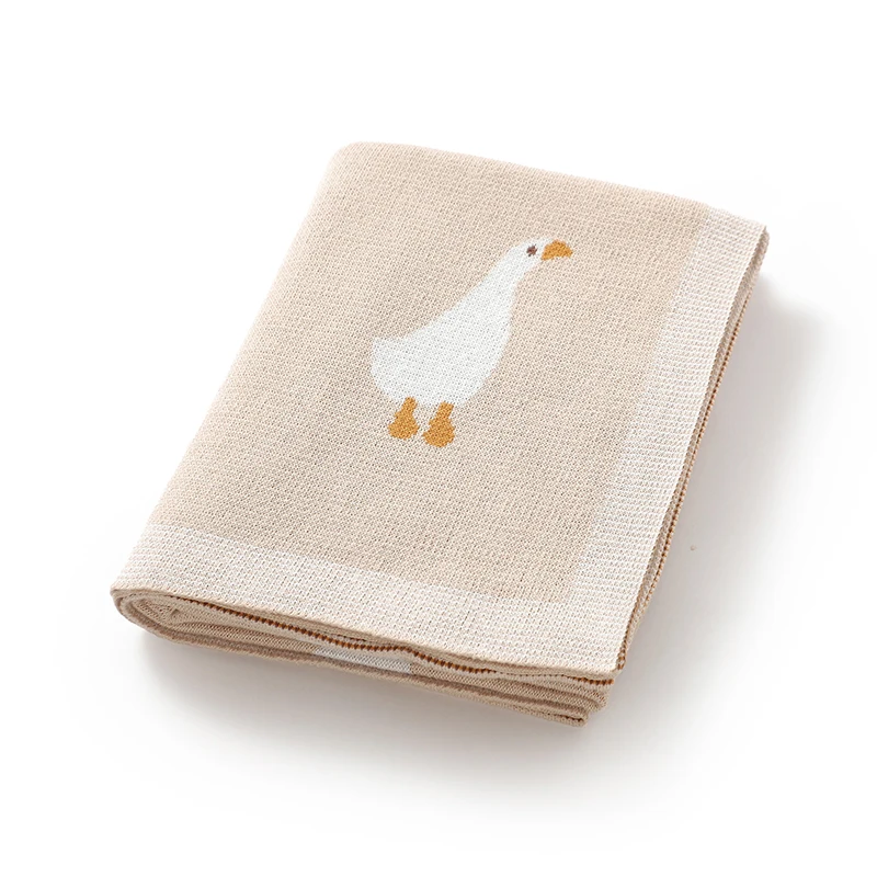 Baby Cotton Blanket Cartoon Goose Knitted Newborn Boys Girls Swaddle Wrap Plaid for Stroller Bedding 90*70cm Infant Sleeping Mat