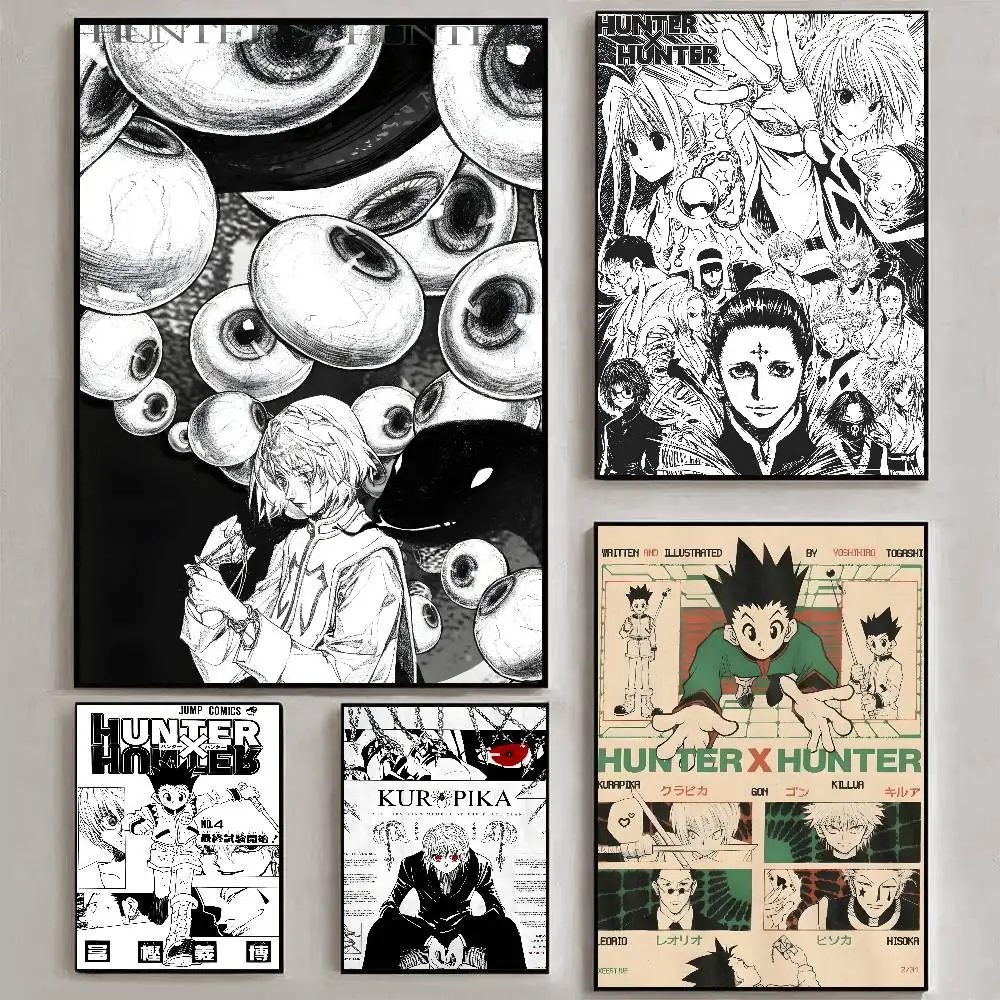 Black and White Anime Hunter X Hunter Poster Art HD Canvas Advanced Aesthetic Printing Paper Wall Art for Living Room Home Decor