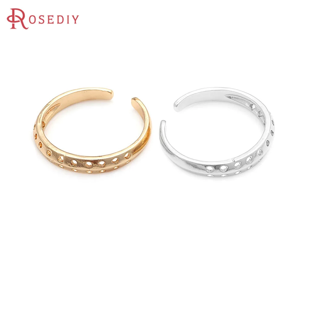 

10PCS 18K Gold Color Many Holes Rings Settings High Quality Diy Accessories Jewellery Making Materials