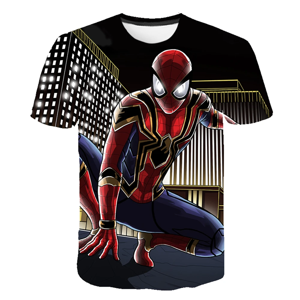 MINISO T-Shirts Cartoon Spider-man 3d Printed Streetwear Kids Adults Fashion Oversized T Shirts Kids Boys Girls Tops Clothing