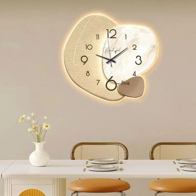 3D Wall Clock with LED Ambient Light, Powered by USB ,Modern Design, Home Clock for Living Room Decoration