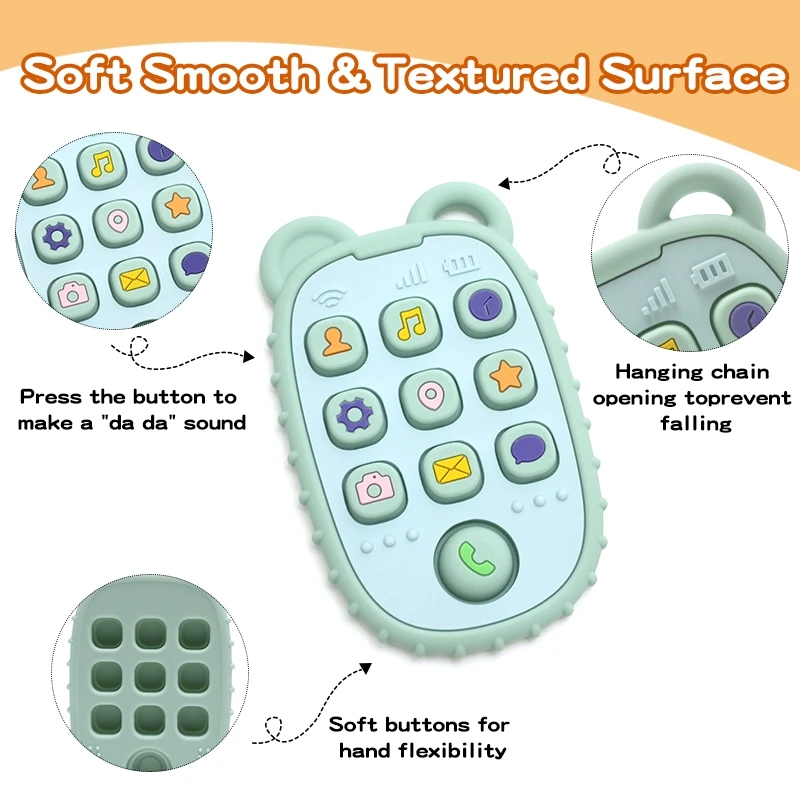 Baby BPA Free Silicone massaggiagengive giocattoli orso cellulare telecomando forma massaggiagengive bambini giocattoli sensoriali lenitivi per i