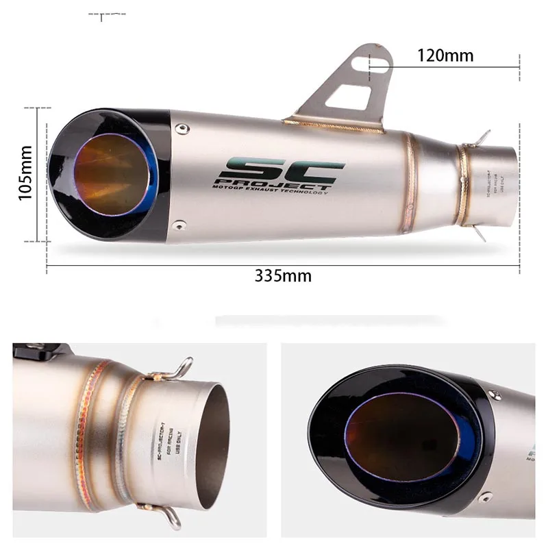 دراجة نارية العادم SC الخمار الأنابيب كاتم الصوت Z250 Z300 Z400 ZX10 MT0709 R25 R3 R6 لكاواساكي نينجا هوندا ياماها/2 طبقة 51 مللي متر #2