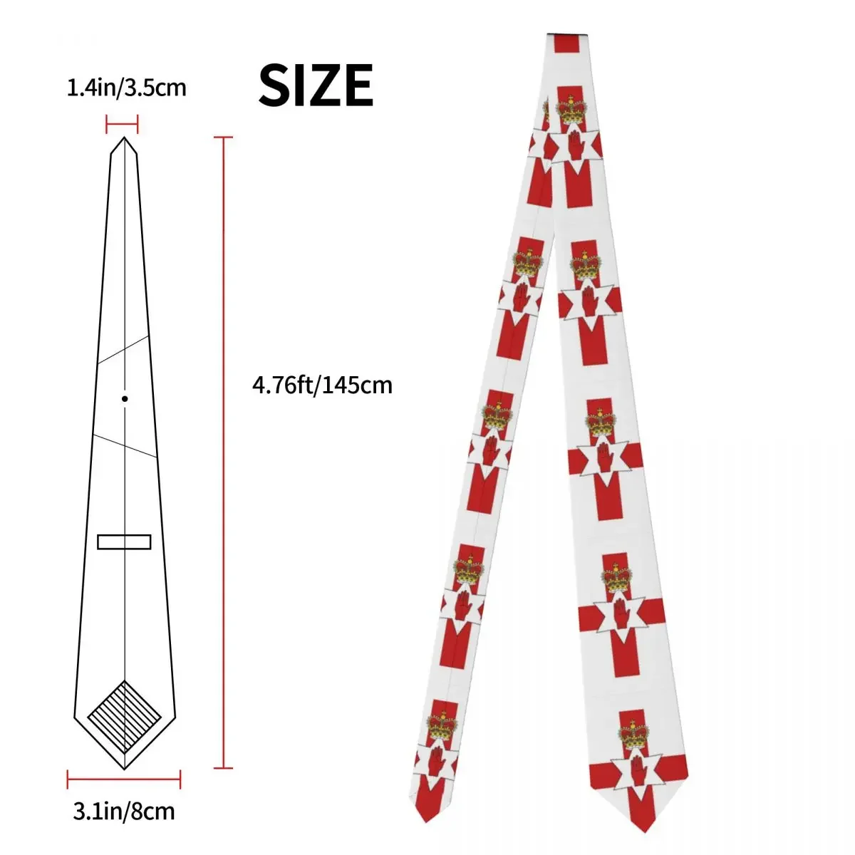 Галстук Ulster Шелковый унисекс, баннер с флагом Северной Ирландии, ширина 8 см, аксессуары для рубашек, реквизит для косплея