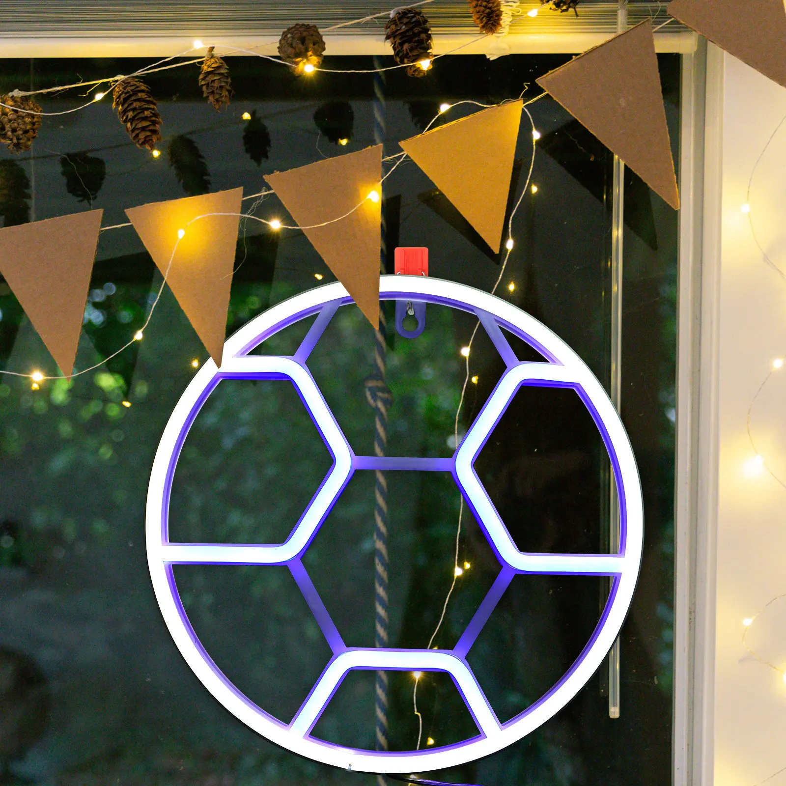 LED Football Neon Sign Decorative Light Wall Hanging Bedroom Dorm Room Party Decoration Neon Sign LED Lights Room Decor