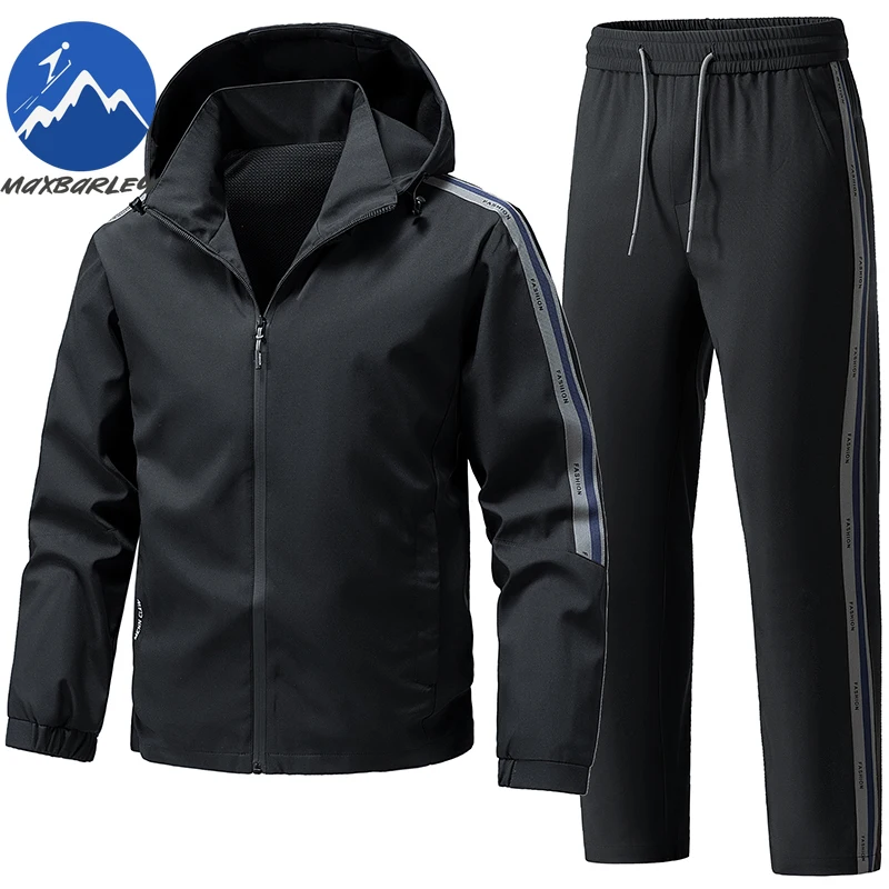 

Maxbarley Mens Spring Autumn Casual Set Zip Up Jacket Sweatpants Matching Outfit Trendy Stylish Hoodie 2 Piece Sports Tracksuit