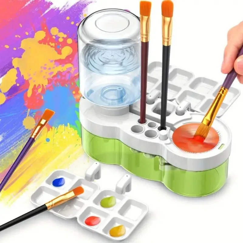 Wasserkreislauf-System für Pinselreinigung mit Farbpalette, Pinsel-Spülbecherhalter, automatischem Waschwerkzeug, Kunstbedarf – Detail 7