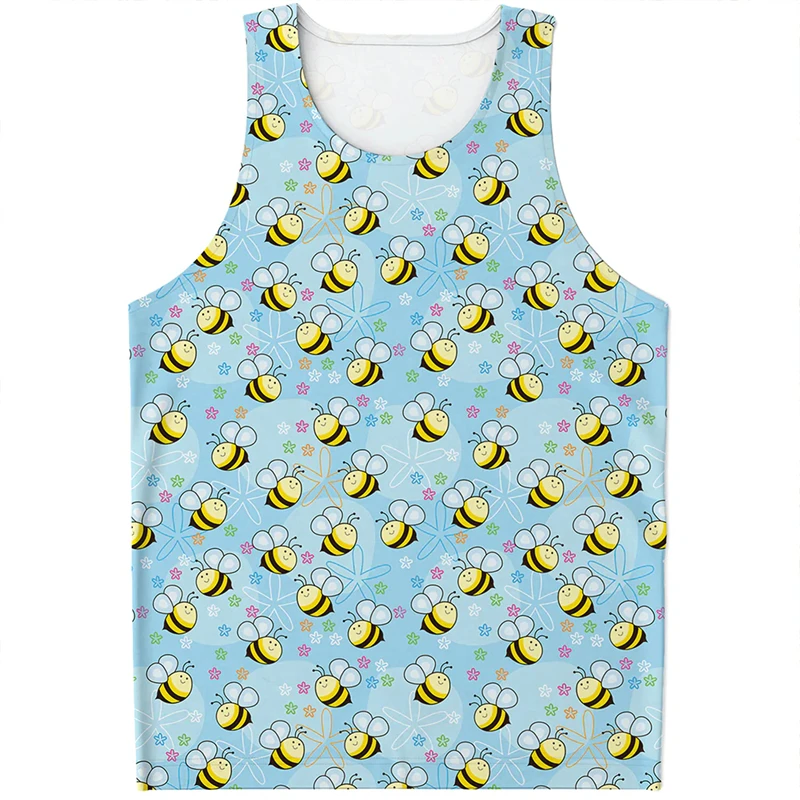 

Summer Daily Street Men's Fashion Tank Top Outdoor Casual Men's Sleeveless T-shirt 3D Bee Print Men's O-neck Funny Tank Top 2025