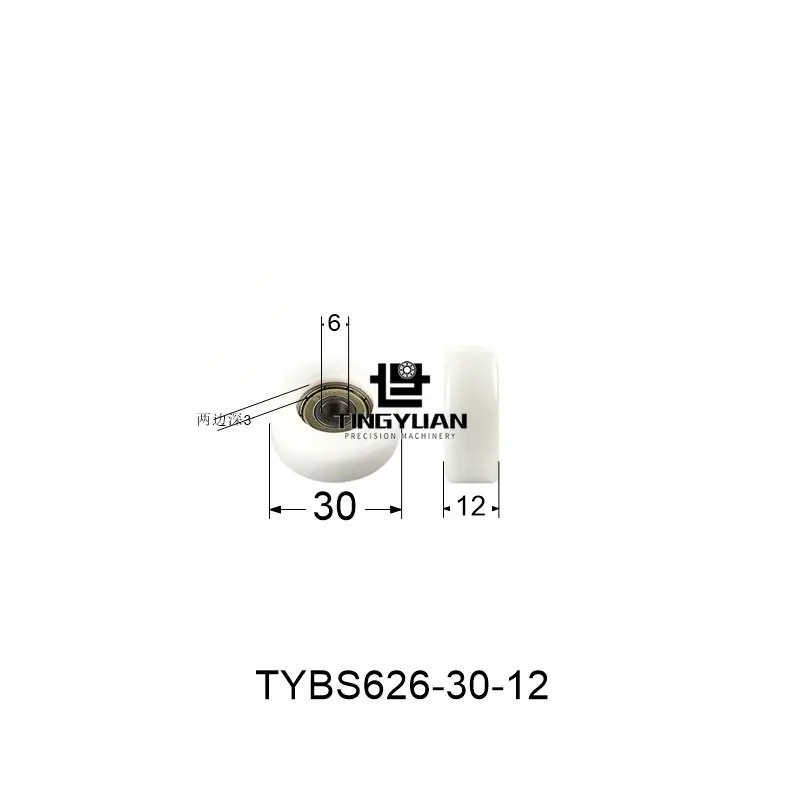 

External Thread M6 304Unembroidered Steel Screws Hex Inner Thread OD30mm Thickness12 POM Guide Wheel Roller Screw LengthL8L10L15