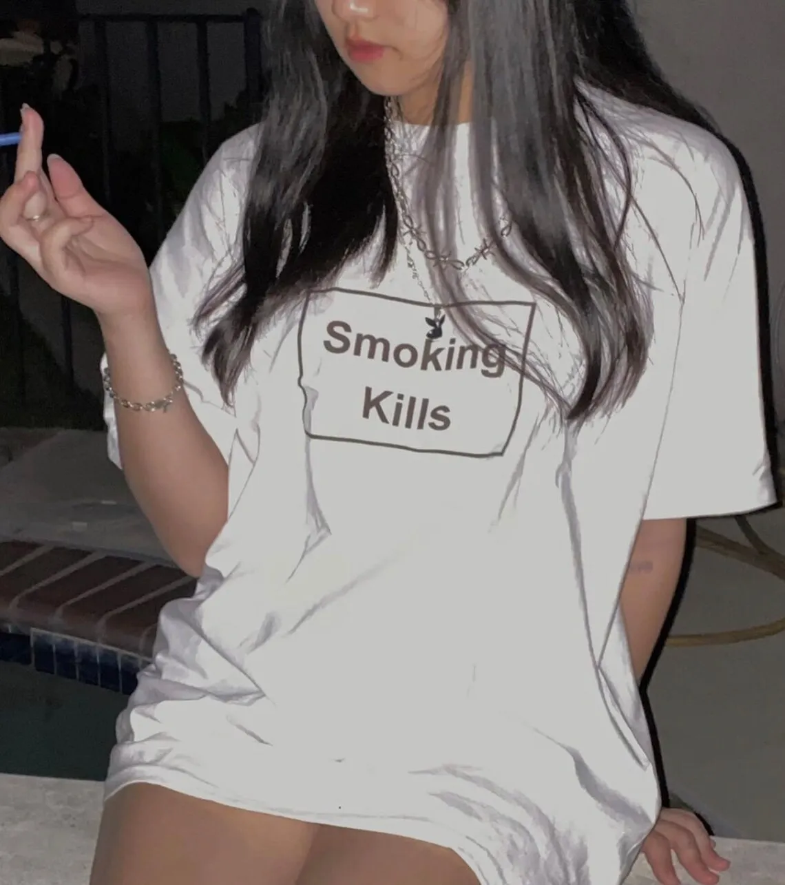 Skuggnas Smoking Kills Indie Funny Graphic T-Shirt Aesthetic t shirt Unisex Casual Fashion Tumblr tshirts Summer Cotton Shirt