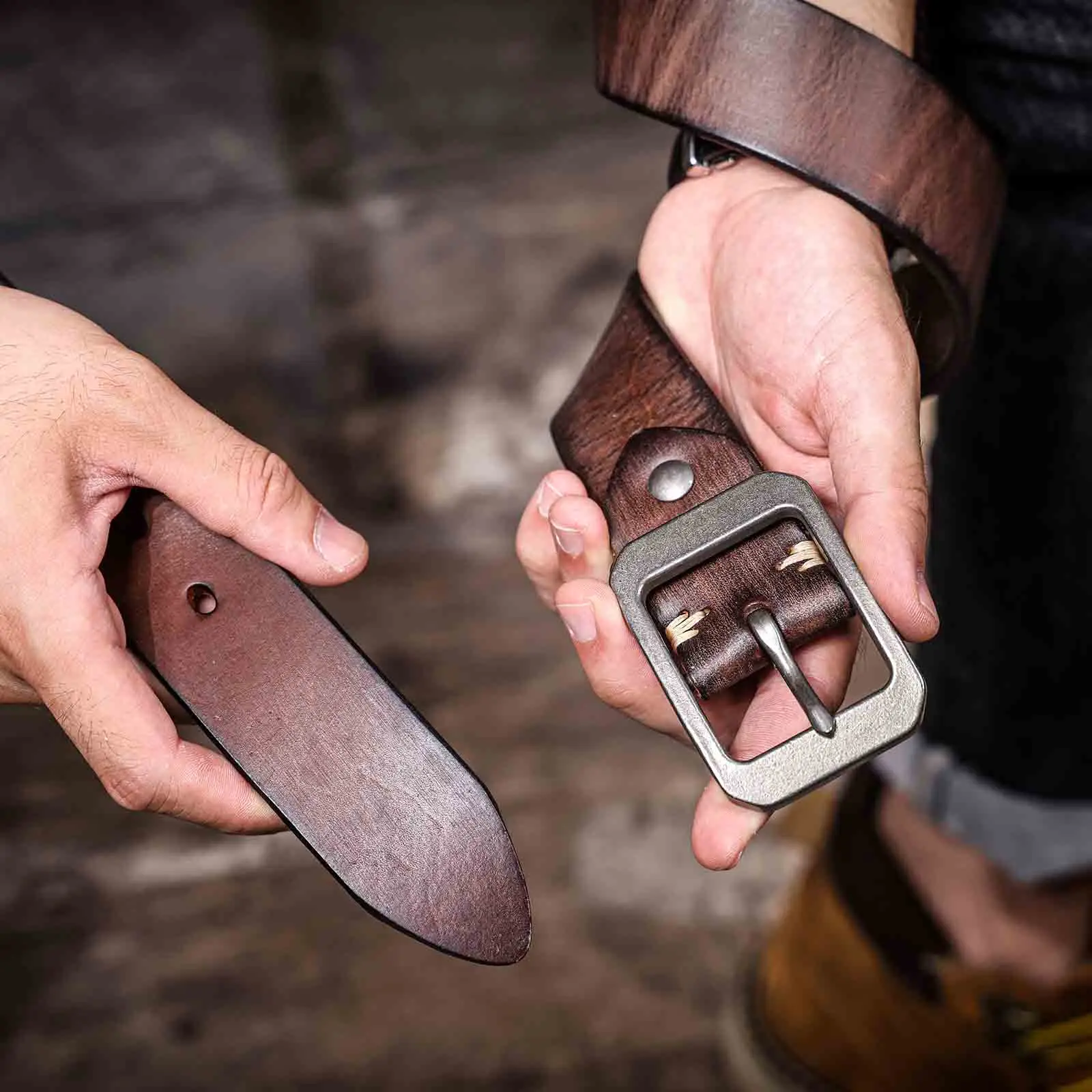 Echt leder Herren Rindsleder gürtel Edelstahls chnalle, italienisches verdicktes Leder mit Geschenk box, ideale Wahl für Geschenk – Detail 4