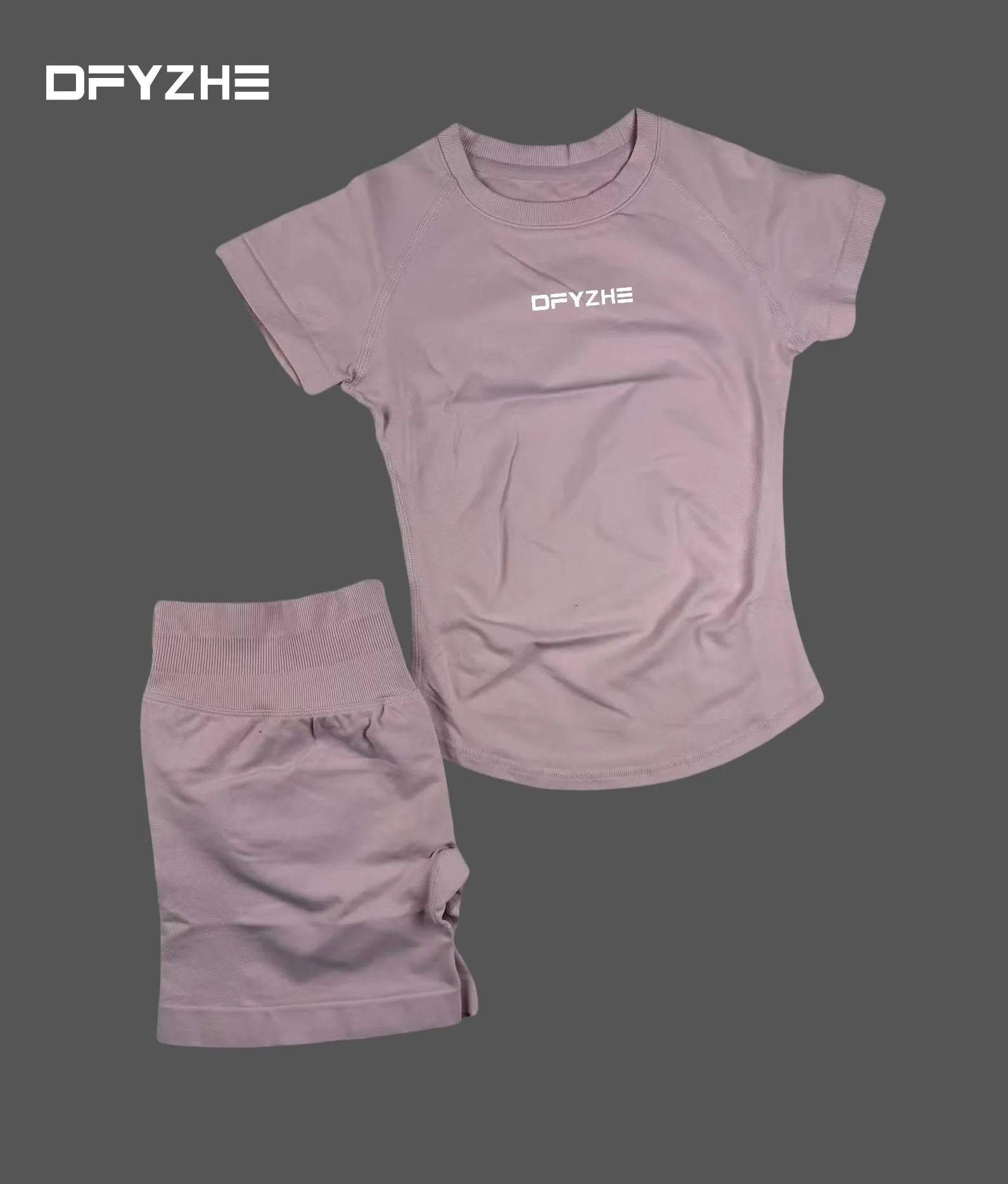 DFYZHE Impact sportpak Ronde hals Korte mouw Naadloze yoga-top Fitnesspak Fitness hardloopshorts Bokssportset