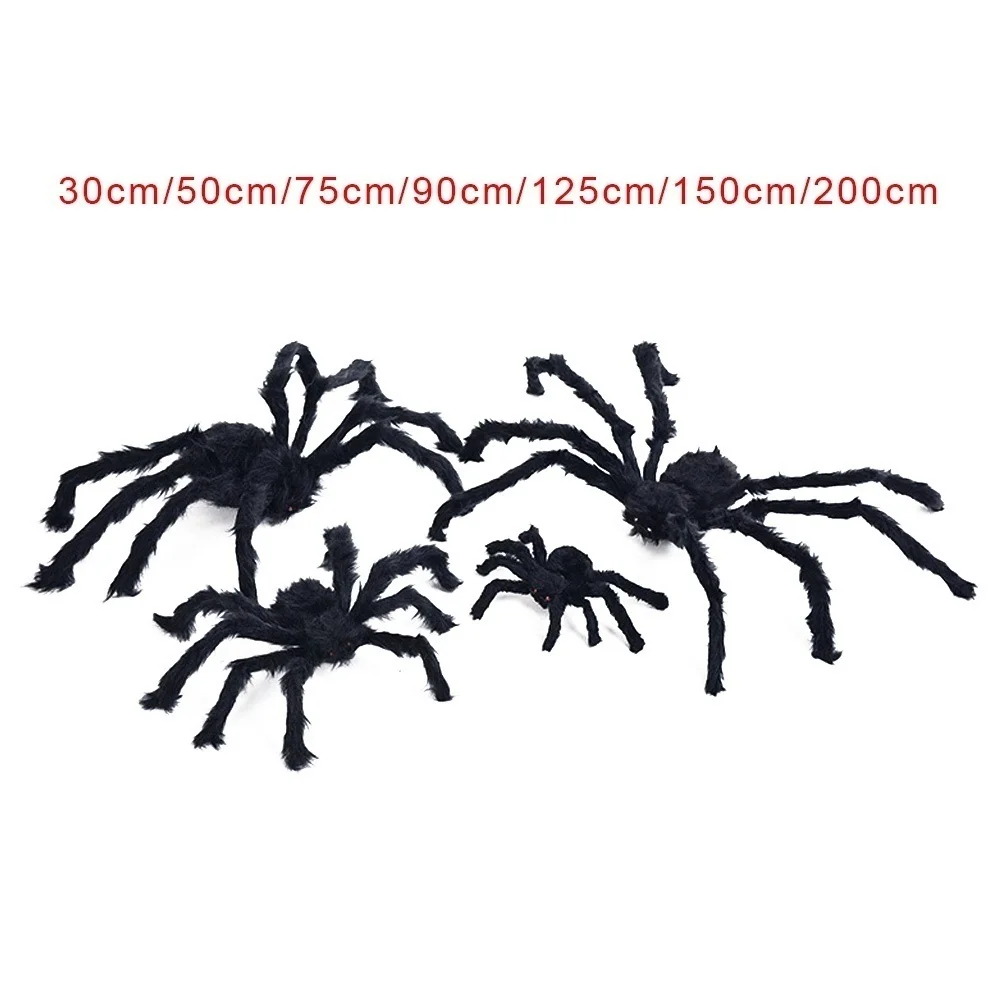 30cm/50cm/75cm/90cm/125cm/150cm/200cm aranha preta decoração de halloween casa assombrada adereço decoração gigante interna e externa