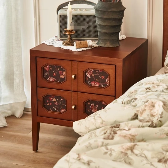 The product can be customized. French medieval all solid wood bedside table bedroom home