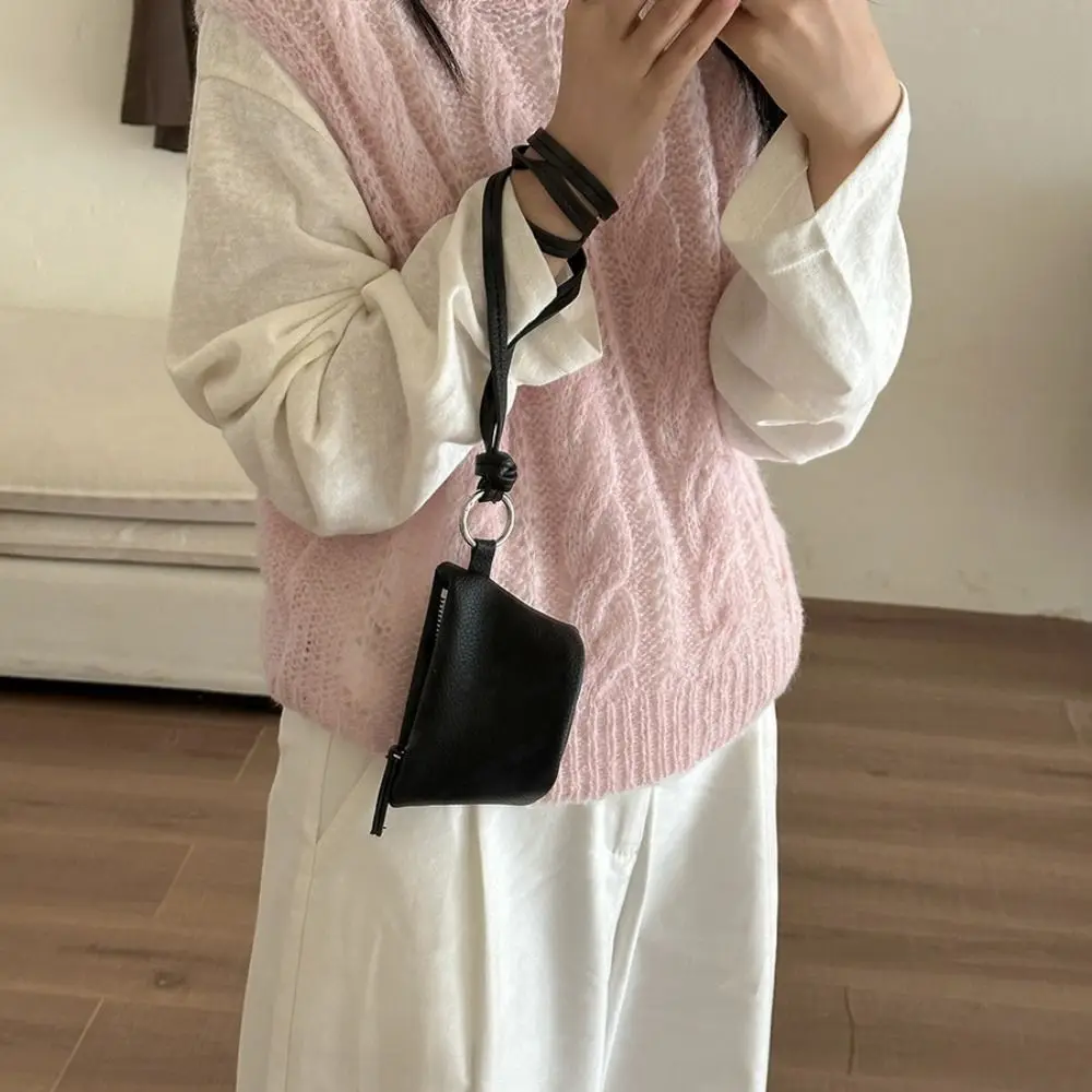 

Кошелек из искусственной кожи, подвесной кошелек для монет, губная помада, чехол для наушников, мини-сумка для хранения, корейский стиль, ремешок для хранения макияжа, кошелек