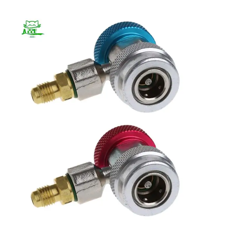 A22E-2Pcs Car Auto Freon R134A H/L Quick Coupler Adapters Air Conditioning Refrigerant Adjustable A/C Manifold Gauge
