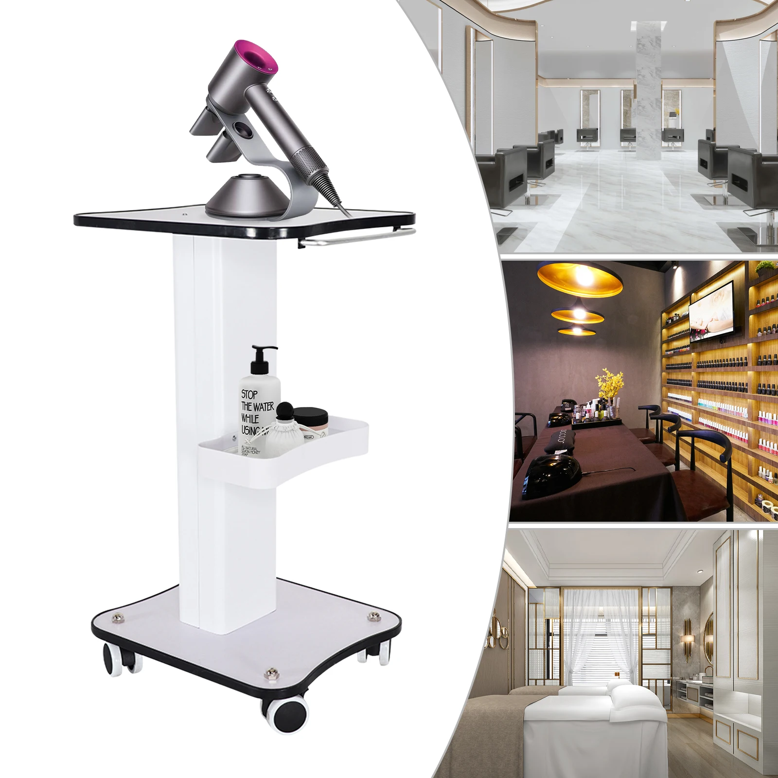 Furniture Joint Hardware - Modern Rolling Salon Trolley with Ergonomic