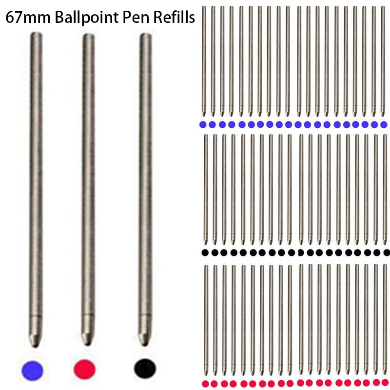 50/10/5 PCS 67mm Pen Refill Metal Ballpoint Pen Refills Gifts Black Blue Red Pen Refills Office School Supplies Stationery