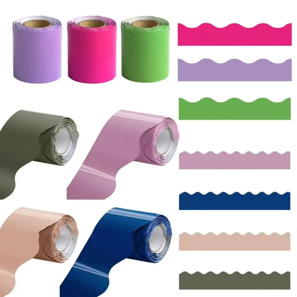 New Colored Poster Border Stickers DIY Waterproof Wavy Edge Paper Wall Decoration for Classroom Bulletin Board Home Party