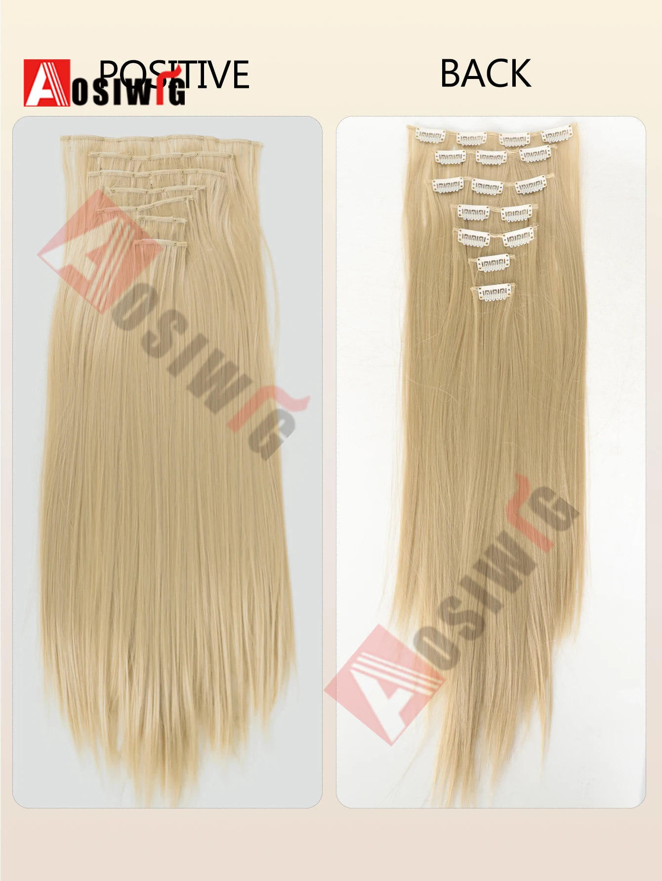 18-32 Polegada 16 clipes em extensões de cabelo longo e reto penteado sintético loiro preto postiços resistentes ao calor cabelo falso diariamente