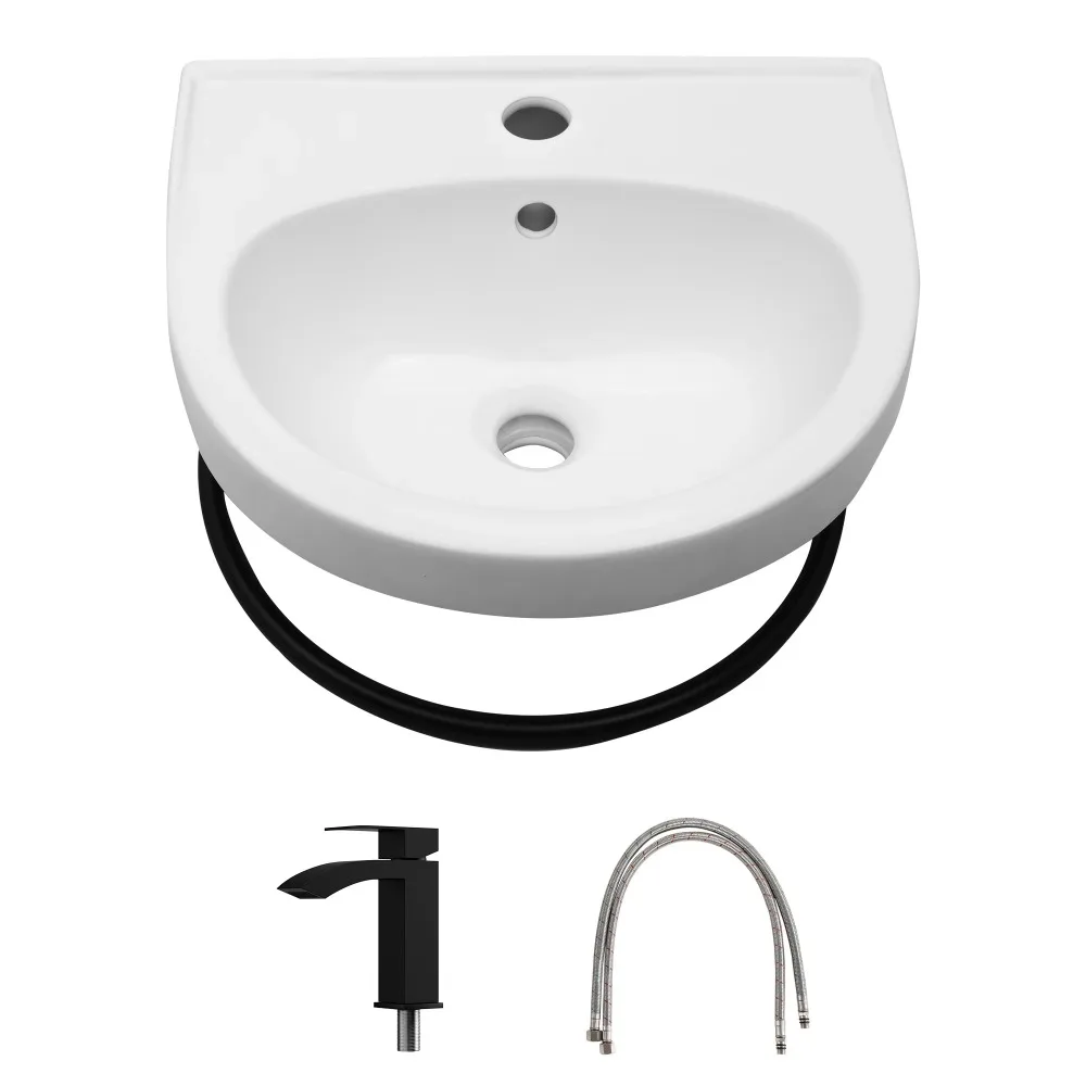 White ceramic washbasin wall mounted artistic basin, modern bathroom sink wall mounted washbasin