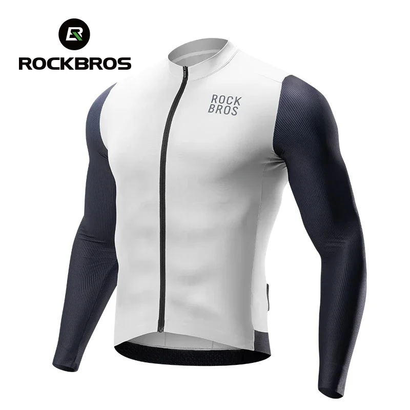 ROCKBROS Cycling Jersey Breathable Long Sleeved Quick Drying With Rear Pocket Bicycle Clothing Non-slip Sweatshirt Cycling Suit