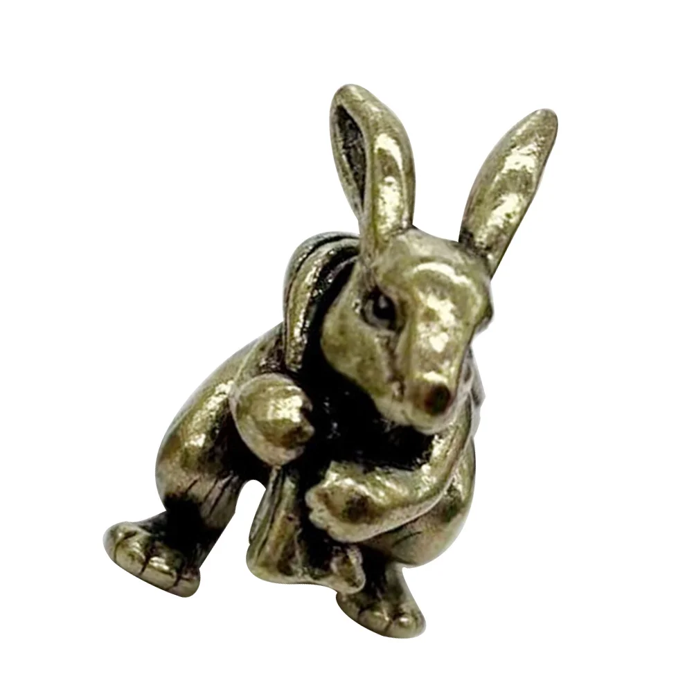 تمثال أرنب نحاسي رائع لديكور سطح المكتب القديم لغرفة المعيشة ورف الدراسة وعرض ملحقات حرفية للحيوانات في الأماكن المغلقة والخارجية #2