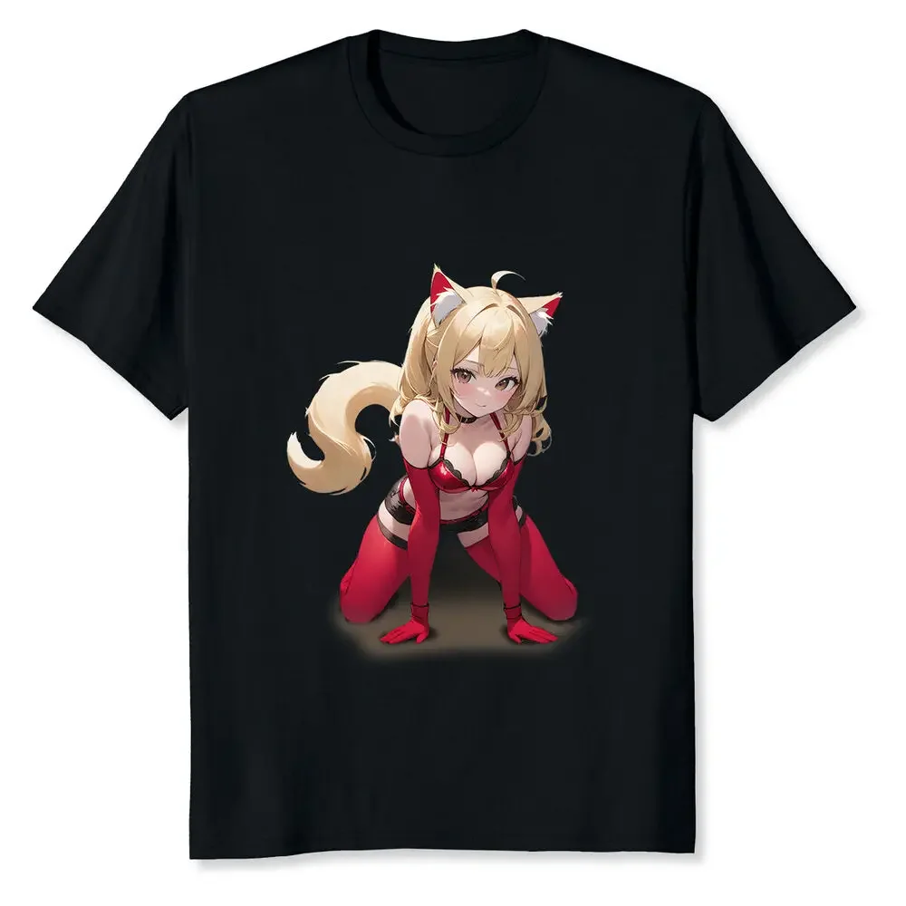 kawaii Girl Cat Mask Anime Hentai Manga T-ShirtHigh Quality 100%Cotton Short Sleeve