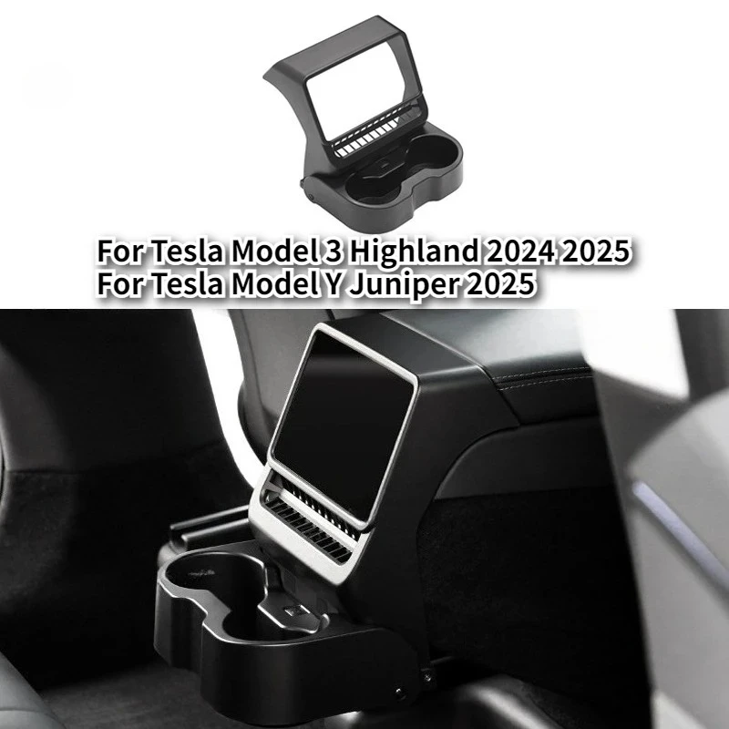 

Для Tesla Model 3/Y Juniper 2025: Многофункциональный органайзер-подлокотник с держателем для стаканов и отсеком для хранения, устанавливаемый в задний воздуховод