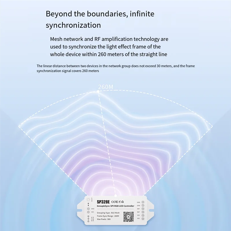 AA60-SP328E SPI LED تحكم مع شبكة بلوتوث APP اللاسلكية مكبر صوت أحادي مزامنة التحكم Foraddressable RGB Dimmer