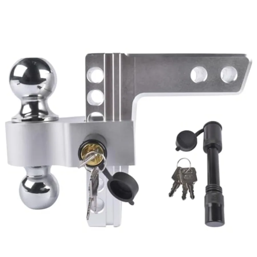 

Aluminum Adjustable Trailer Hitch Fits 2 Receiver 6 Drop Rise Drop Hitch 12500 LBS Ball Mount 2 and 25 16 Dual Towing Ball w Do