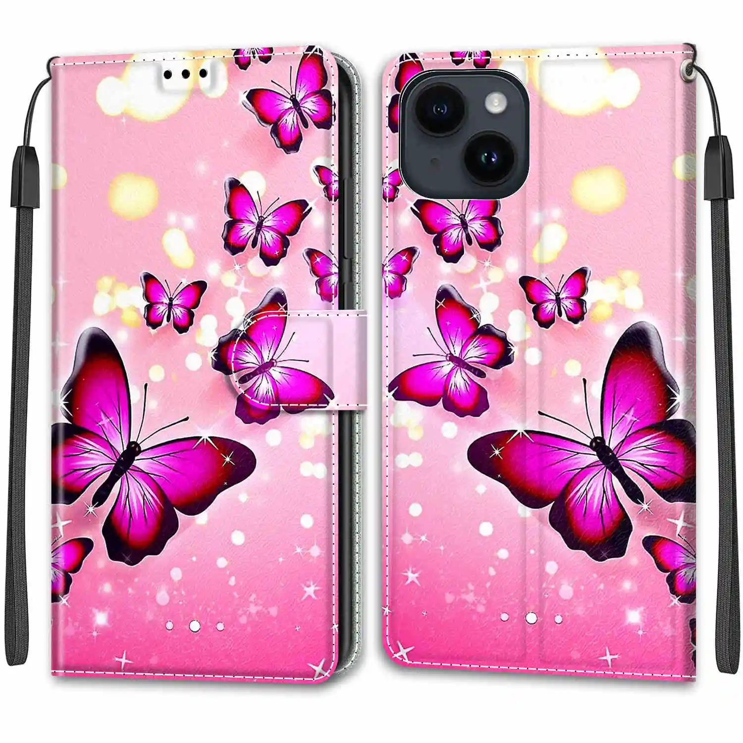 Butterfly Cat Pattern Wallet Flip Case For Samsung Galaxy S7 S8 S9 S10 Plus Magnetic Leather Card Slot Protectiv Back Cover