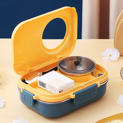 학교 어린이용 도시락 상자, 스테인레스 스틸 단열, 직장인 점심 용기, 수프 그릇 식기, 1100ml 