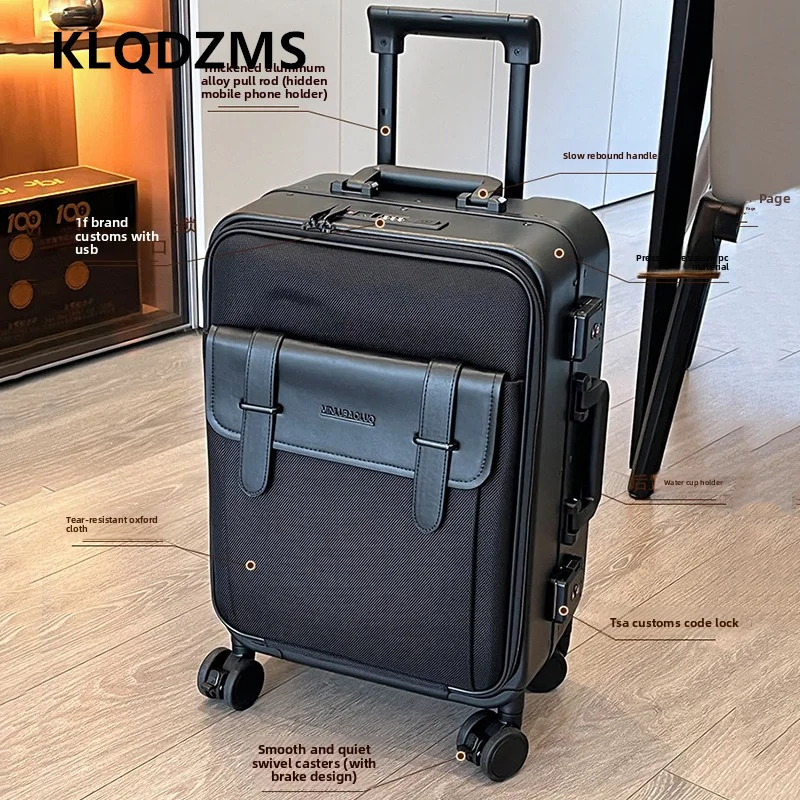 KLQDZMS Koffer Oxford-Stoff + PC-Boarding-Koffer Business Trolley Case Trolley-Stil Reisetasche 18"20"24 Zoll Rollgepäck