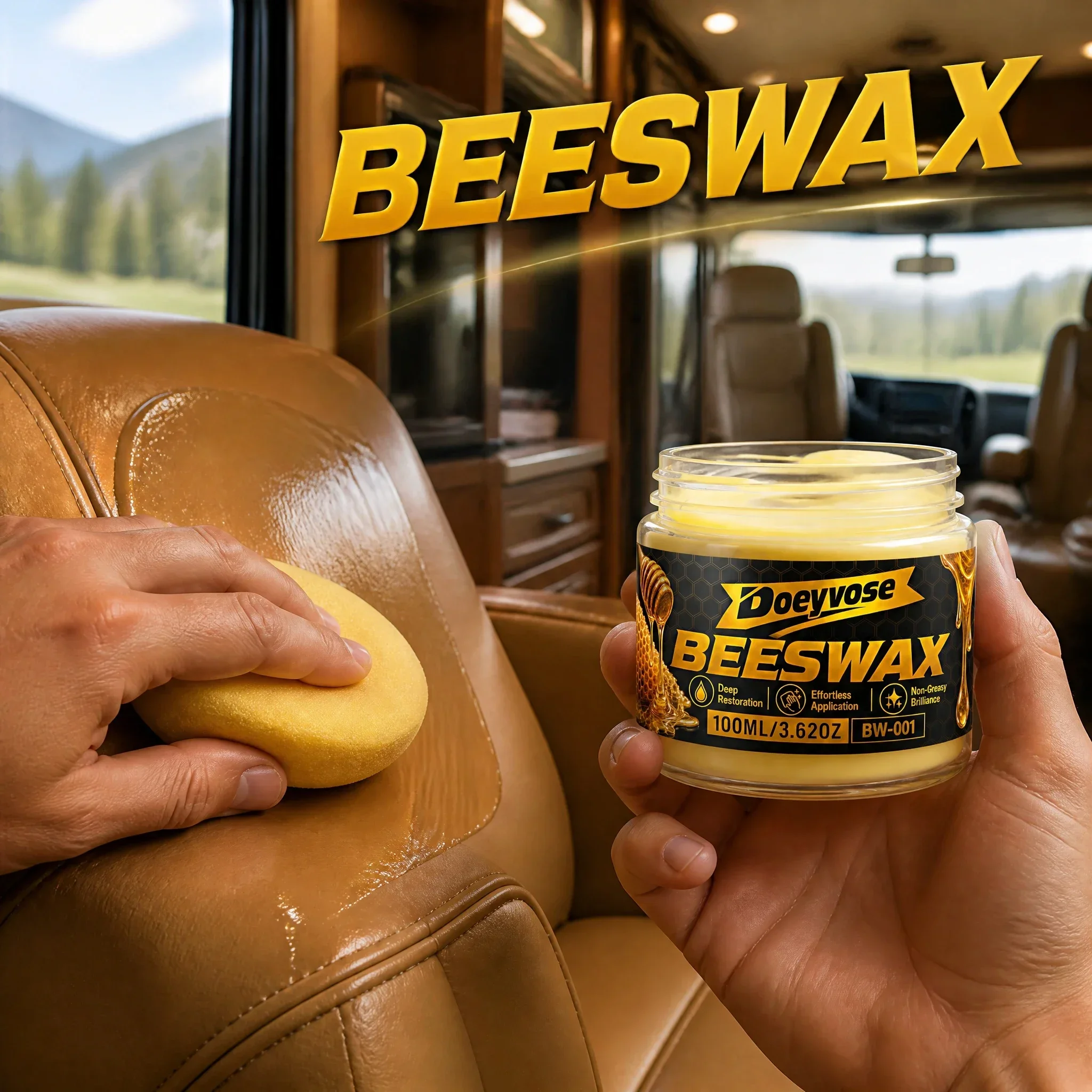 Pure Beeswax Wood Furniture Polishing Wax Waterproof Anti-Crack Leather Care Restoration Polish