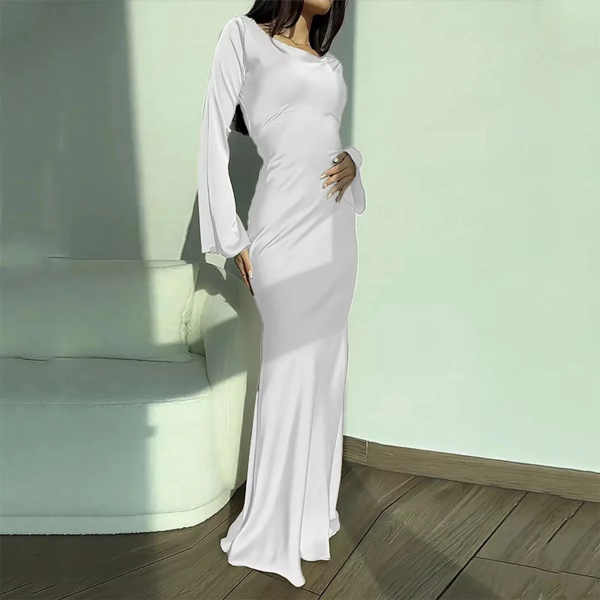 Sukienka imprezowa dla kobiet Abaya Maroko Eid Sukienki muzułmańskie Ramadan Slim Fit Abayas Kaftan Elegancka czarna Dubaj Arabska długa szata 2025 — zdjęcie 4