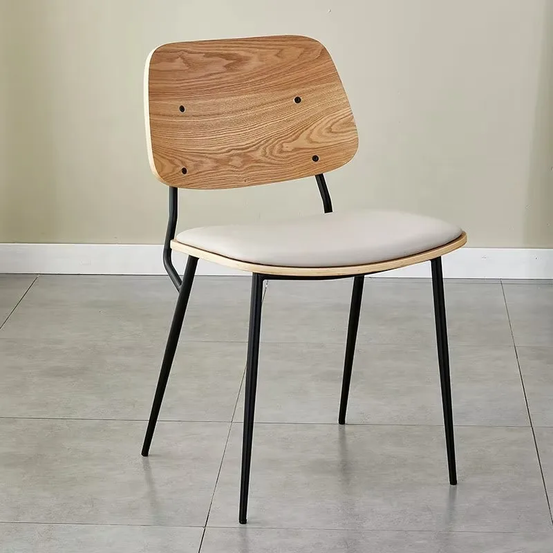 Modern Style Metal Frame PU Leather Restaurant Chairs Solid Wood for Outdoor Cafe Dining Home Bar Use for Apartment