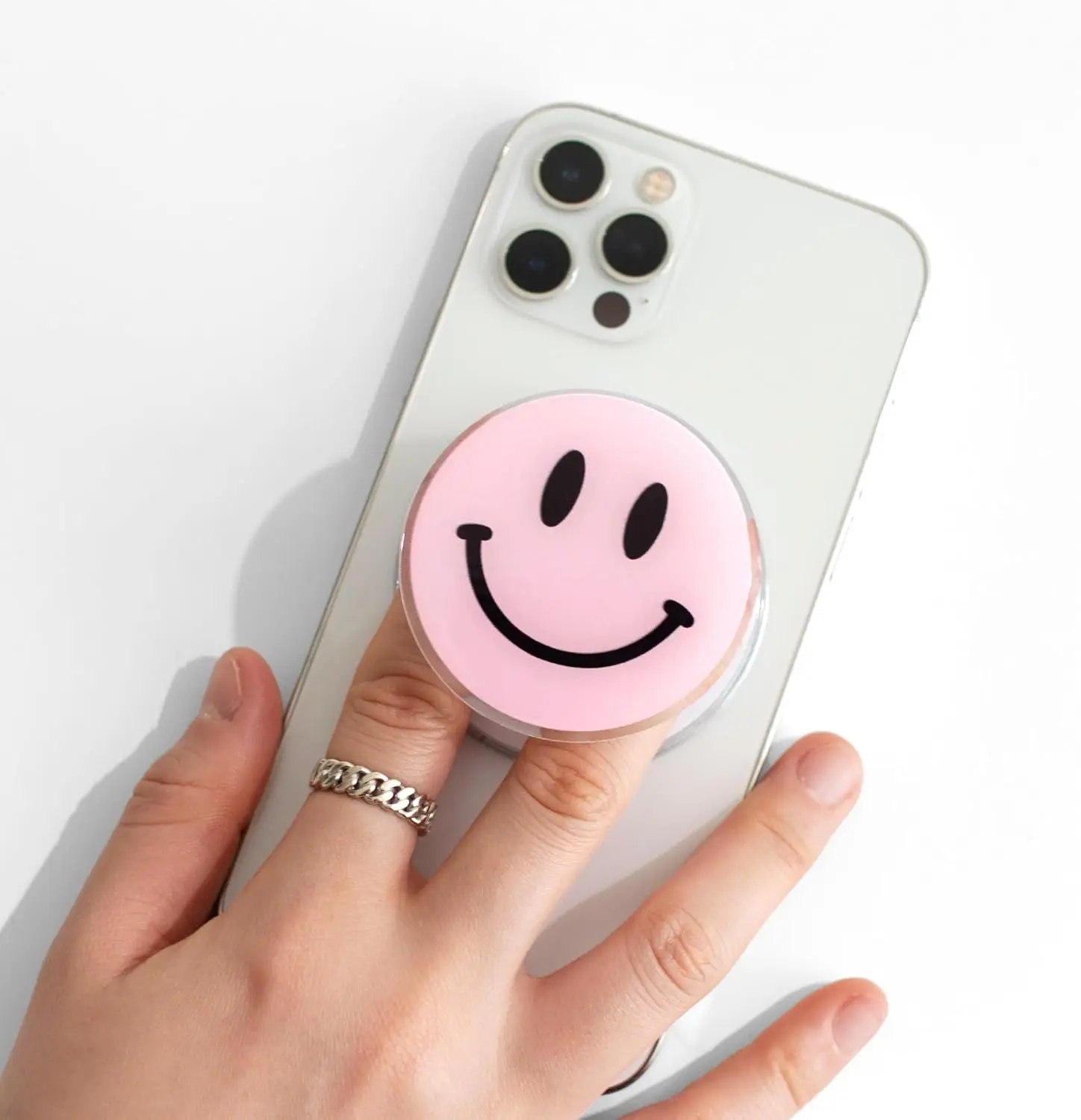 On The   Compatible Cute Smile Face Shape Expandible Collapsible Mobile Phone  Stand Holder for Smartphone Tablet Cell Phone Acc