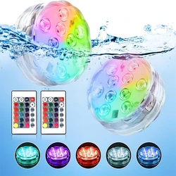 Luz LED para piscina con Control remoto, lámpara subacuática RGB para peces de buceo, barco/coche, decorativa para jarrón y Acuario, 3/10LED