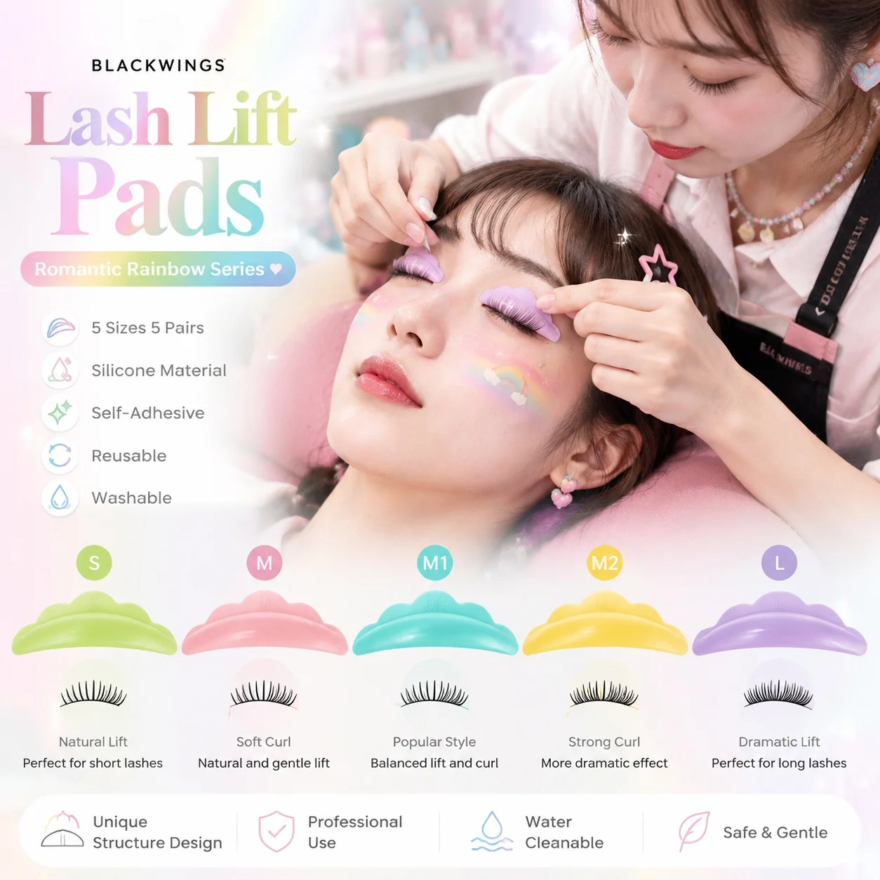  GLIMOCN5pairs Silicone Eyelash Perming Pad Lashes Rods Shield Lifting 3D Eyelash Curler Accessories Applicator Tools