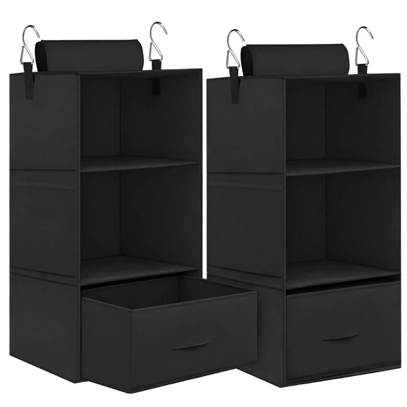 H7ED Pack Of 2 Hanging Closet Storage Bags Having Visible Pockets For Small Items