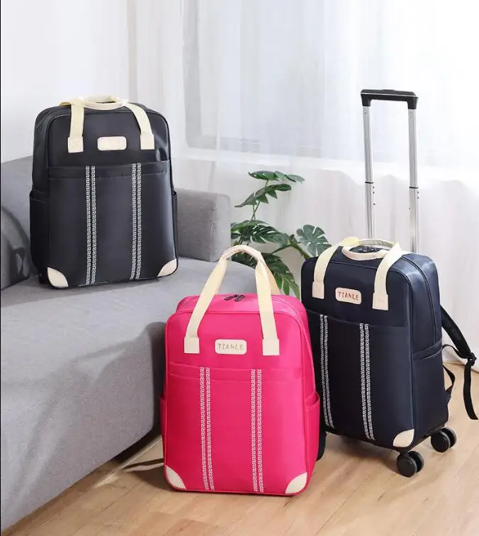 Women Cabin Rolling Luggage backpack on wheels Women Travel Trolley Bag Women Carry on Hand Luggage Backpack wheeled backpack