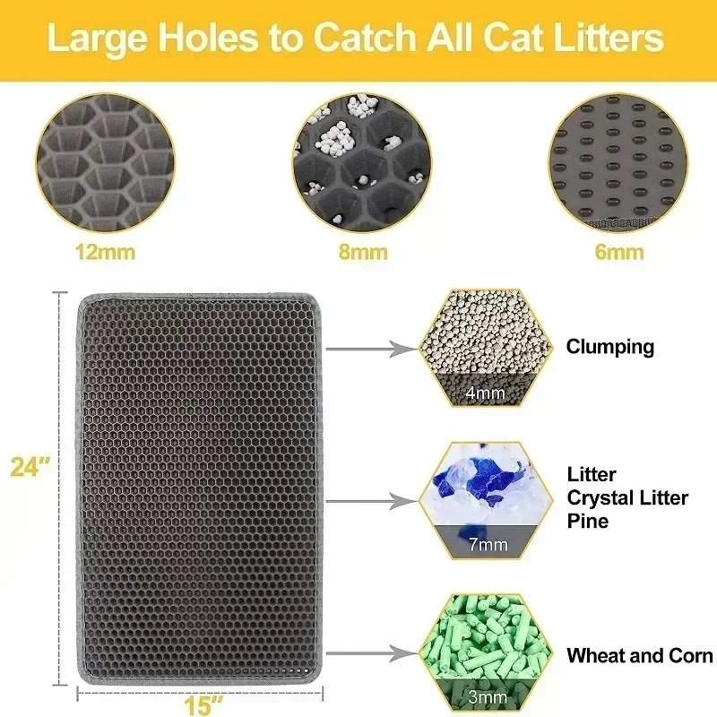 EVA Cat Litter Mat Double Layer Waterproof Pet Litter Box Mat Non-slip Wear Resistant Sand Cat Pad Washable Bed Mat Clean Pad