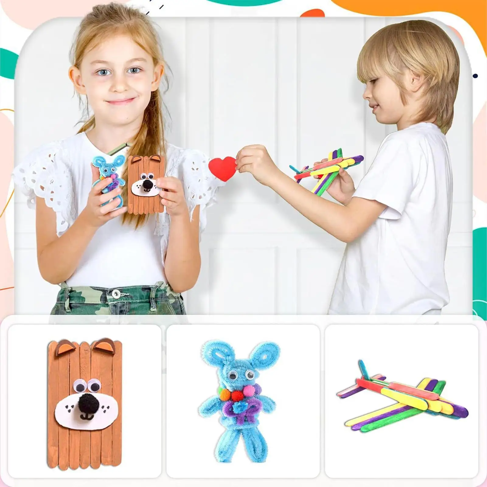 Crafts For Kids Craft School Supplies Materials Set Toys Hand-Eye Coordination Handcraft Activities For Birthday Christmas