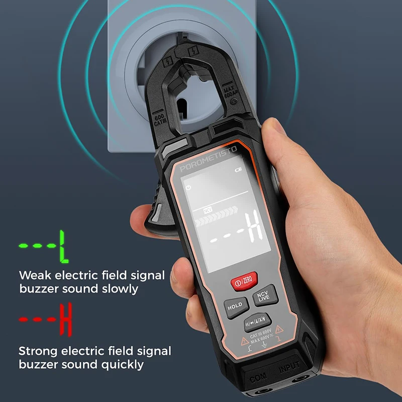 Imagem -04 - Porometisto-digital Clamp Meter Cm01 Cm01se Tela Grande 9999 Contagens dc ac Corrente Multímetro Tensão True Rms Ncv Ohm Tester