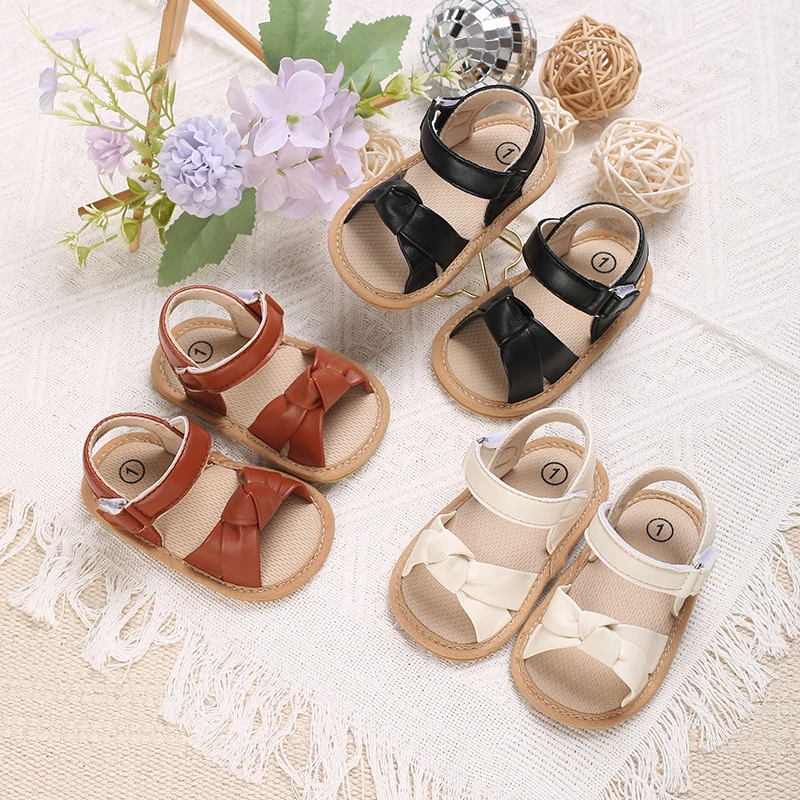

Baby Girl Twisted Toe Sandals With Adjustable Velcro Soft And Non Slip Sole Baby Summer Princess First Walking Shoes 0-18M